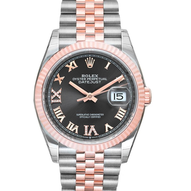 Datejust 36 mm Silver Dial in Stainless Steel, Everose Gold 126231