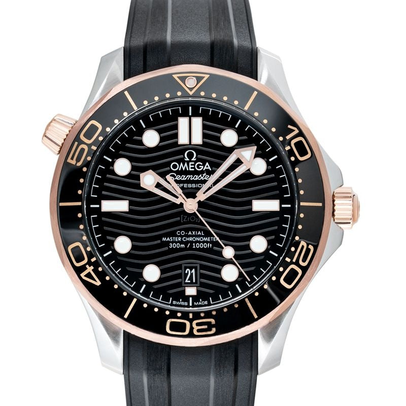 Seamaster 42 mm Black Dial in Stainless Steel, Sedna Gold 210.22.42.20.01.002