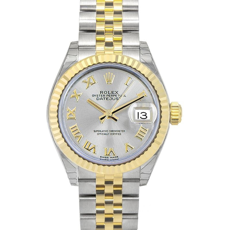 Lady Datejust 28 mm Silver Dial in Stainless Steel, Yellow Gold 279173-0005