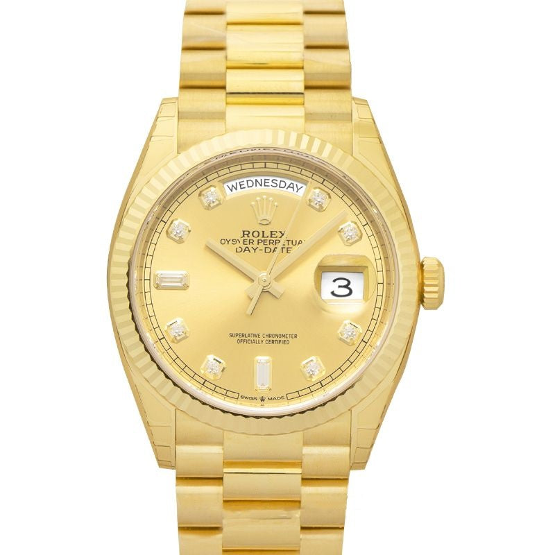 Datejust 36 mm Champagne Dial in 18k Yellow Gold 128238-0008