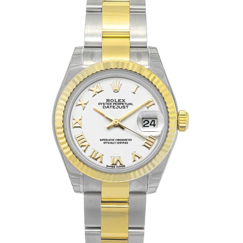 Lady Datejust 28 mm White Dial in Stainless Steel, Yellow Gold 279173-0024