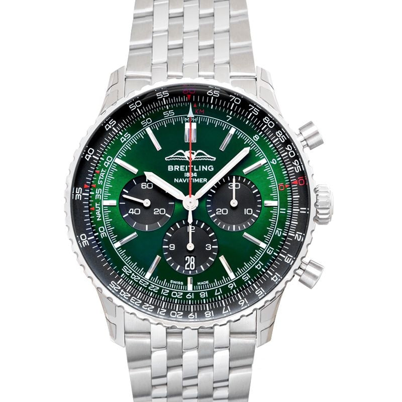 Navitimer 46 mm Green Dial in Stainless Steel AB0137241L1A1