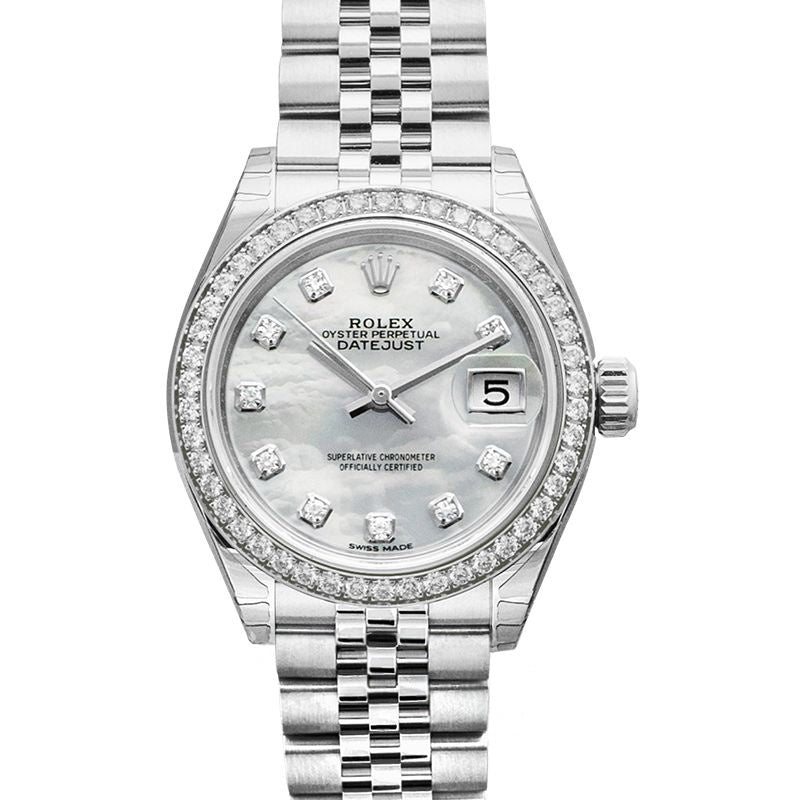 Lady Datejust 28.00 mm White Mother of Pearl Dial in Stainless Steel, White Gold 279384RBR-0011