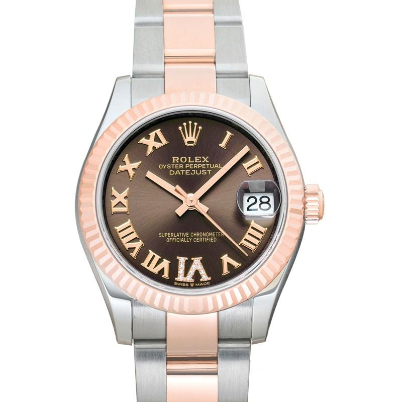 Datejust 31 mm Chocolate Dial in Stainless Steel, Everose Gold 278271-0003