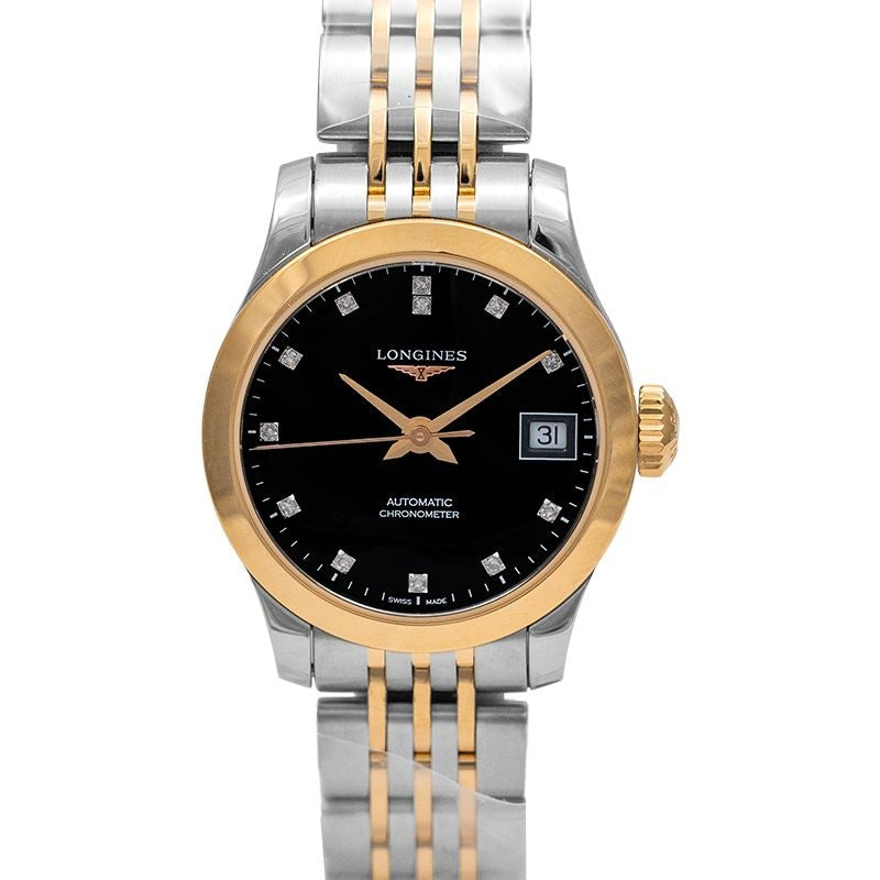 Record ? 26.00?mm Black lacquered polished Dial in Stainless Steel, 18 karat pink gold cap 200 L23205577