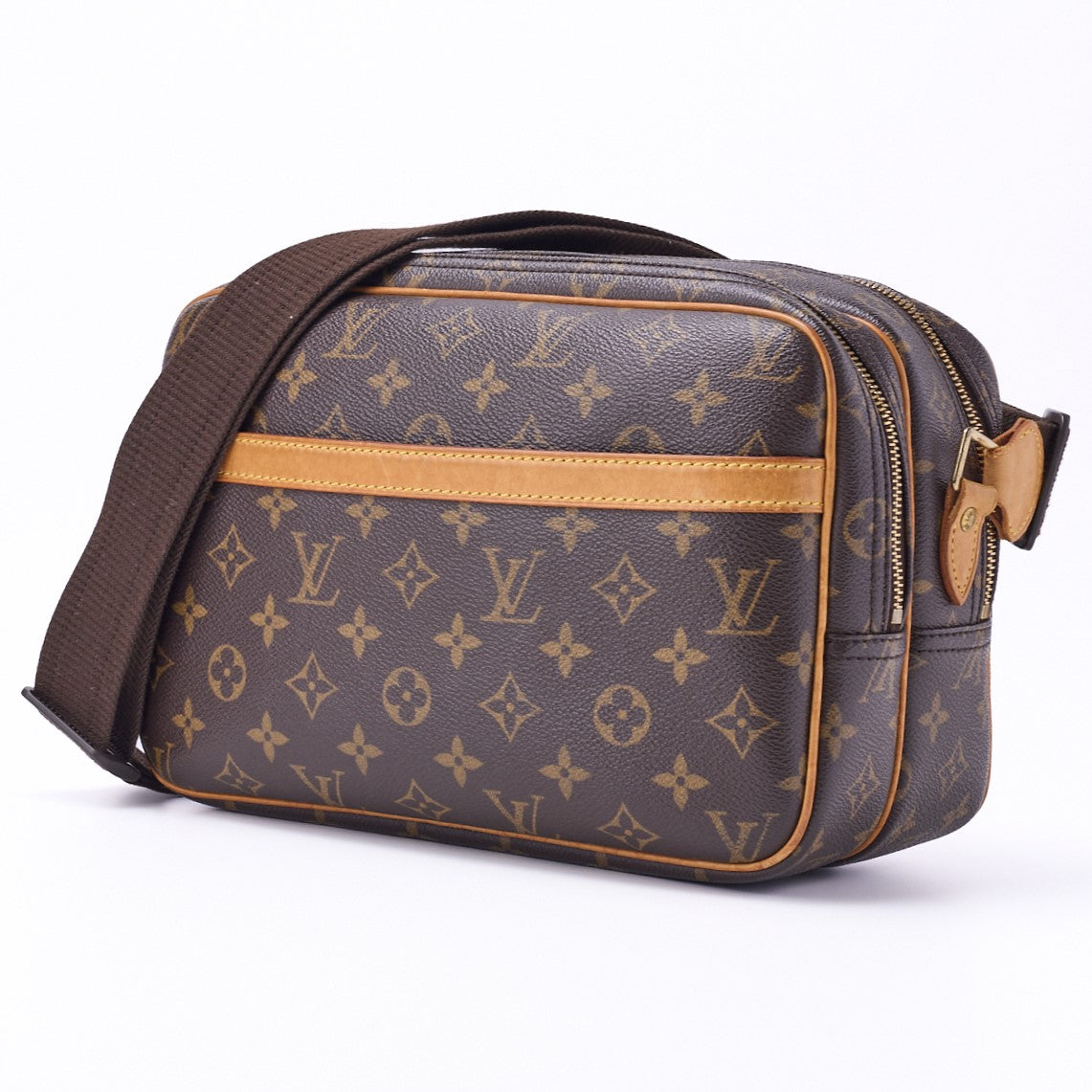 Pre-Owned Vuitton Shoulder Bag, Monogram Reporter PM, Brown, Gold-Tone Hardware, Pre-Owned