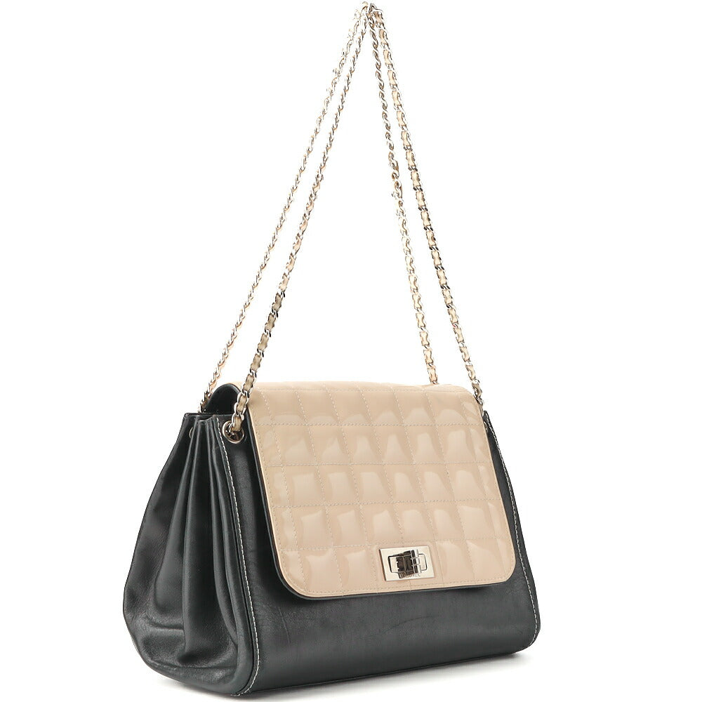 Pre-Owned Shoulder Bag, Choco Bar, 2.55 Lock, Chain Shoulder, Lambskin, Ivory, Silver-Tone Hardware, Pre-Owned