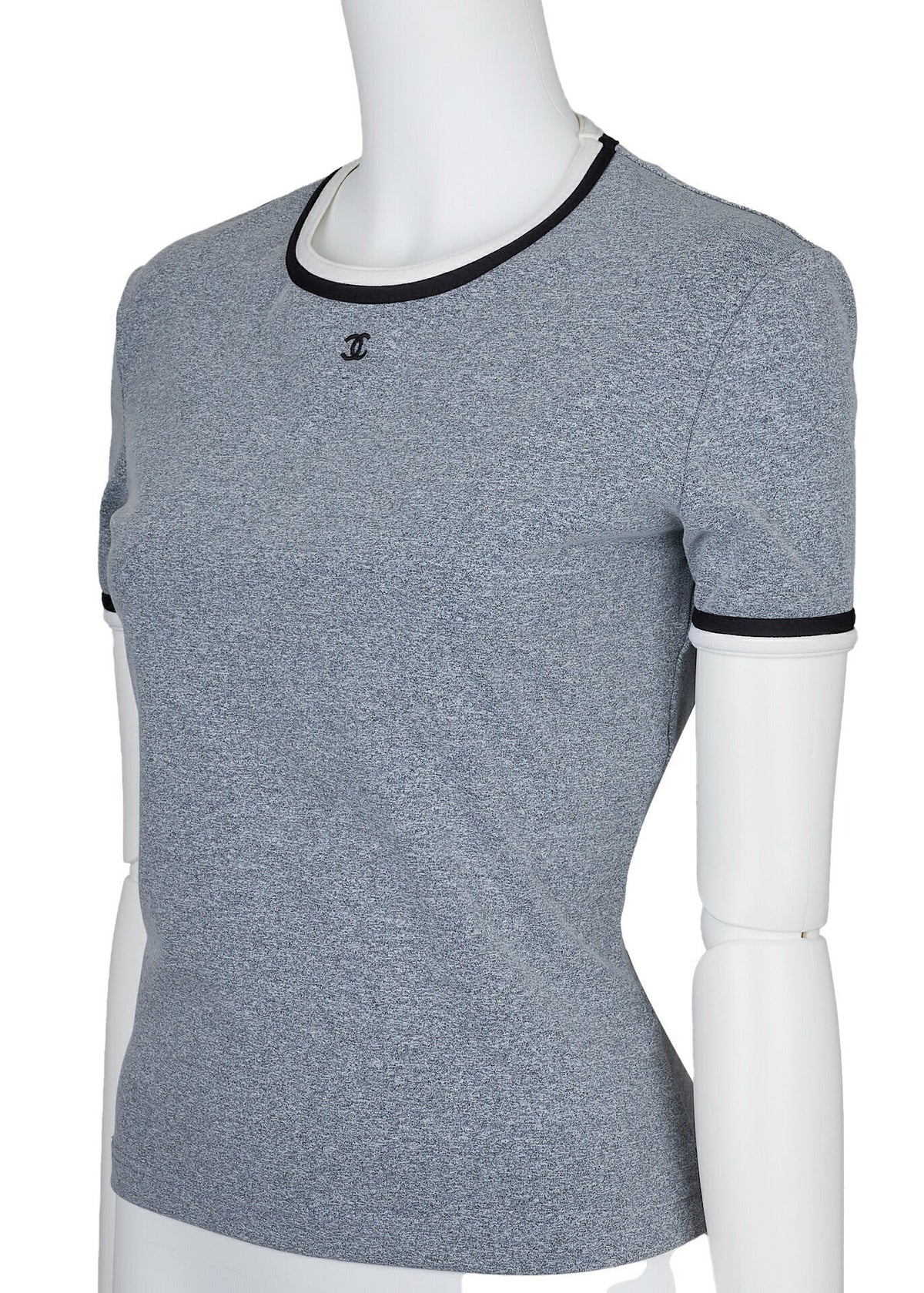 Pre-Owned T-Shirt Short Sleeve Cut-and-Sew Nylon Gray Gold-Tone Hardware Pre-Owned