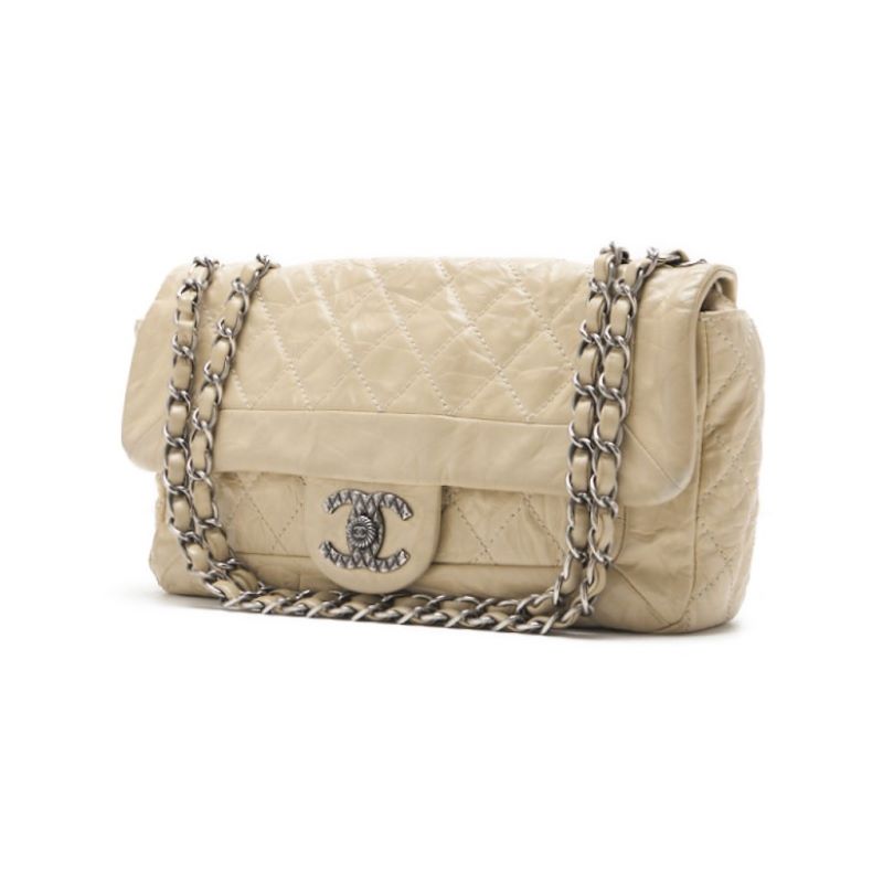 Pre-Owned Mini Shoulder Bag, Matelasse, Chain Shoulder, Vintage Calf, Black, Silver-Tone Hardware, Pre-Owned