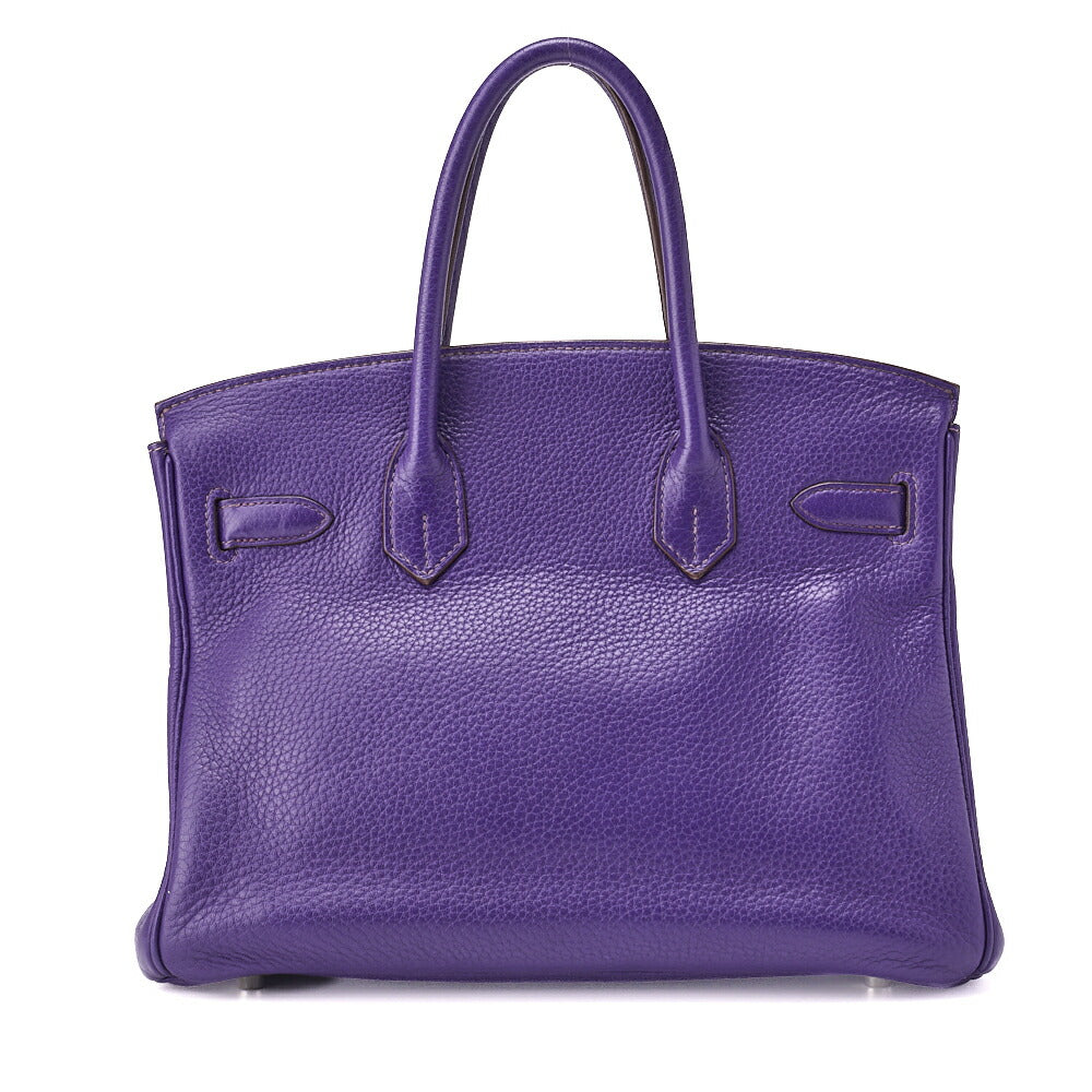 Pre-Owned Birkin 30 Tote Bag Tryon Clemence Ultraviolet Silver-Tone Hardware Pre-Owned
