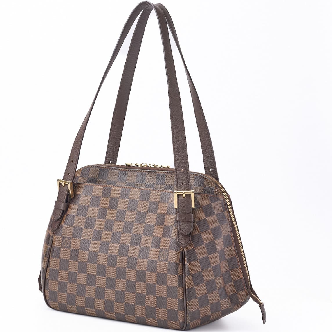 Pre-Owned Vuitton Handbag Damier Belem MM PVC Leather Brown Gold-Tone Hardware Pre-Owned