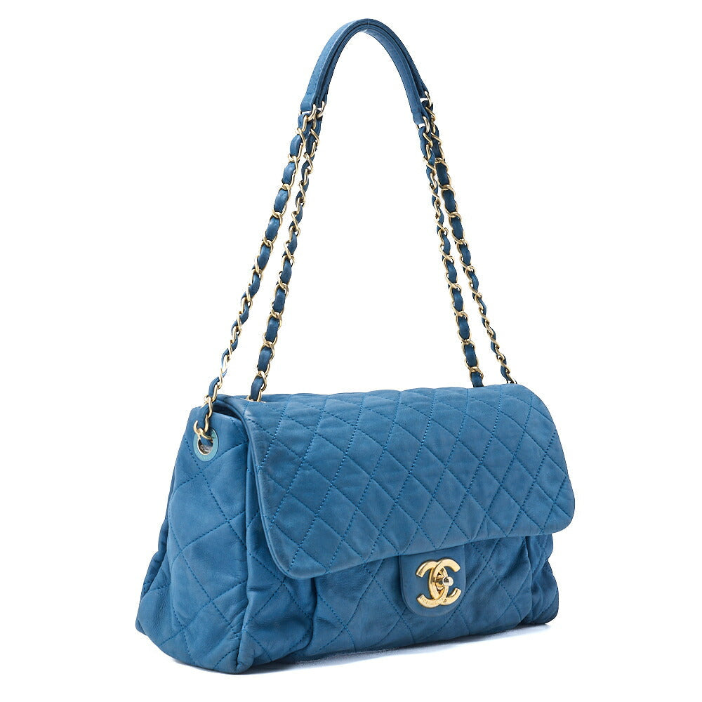 Pre-Owned Shoulder Bag Tote Bag Matelasse Sparkle Leather Blue Gold-Tone Hardware Pre-Owned