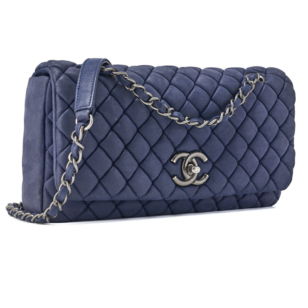 Pre-Owned Shoulder Bag Tote Bag Matelasse Sparkle Leather Navy Silver-Tone Hardware Pre-Owned