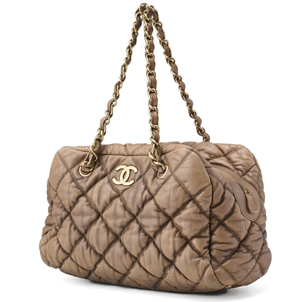 Sac bandoulière matelassé Wild Stitch en cuir d'agneau beige et métal doré d'occasion