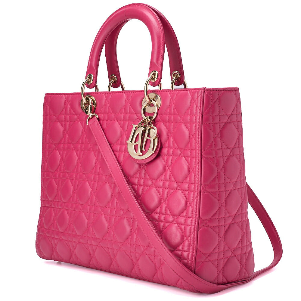 Pre-Owned Lady Cannage 2WAY Handbag Lambskin Pink Gold-Tone Hardware Pre-Owned