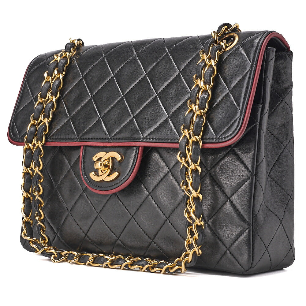Pre-Owned Shoulder Bag, Chain Shoulder, Matelasse, Lambskin, Black, Gold-Tone Hardware, Pre-Owned