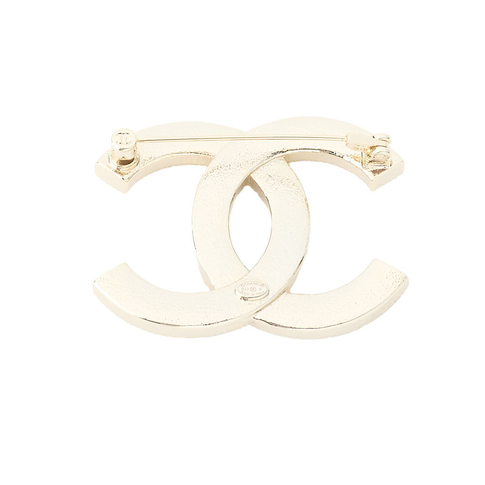 Pre-Owned Brooch Coco Mark Pearl Gold Plated Gold Pre-Owned