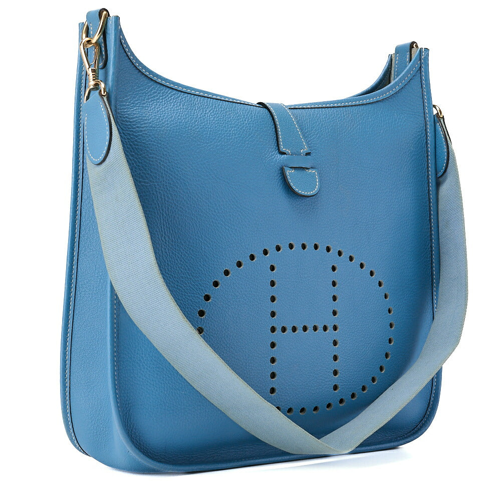 Pre-Owned Evelyn PM Shoulder Bag Tryon Clemence Blue Jean Gold-Tone Hardware Pre-Owned