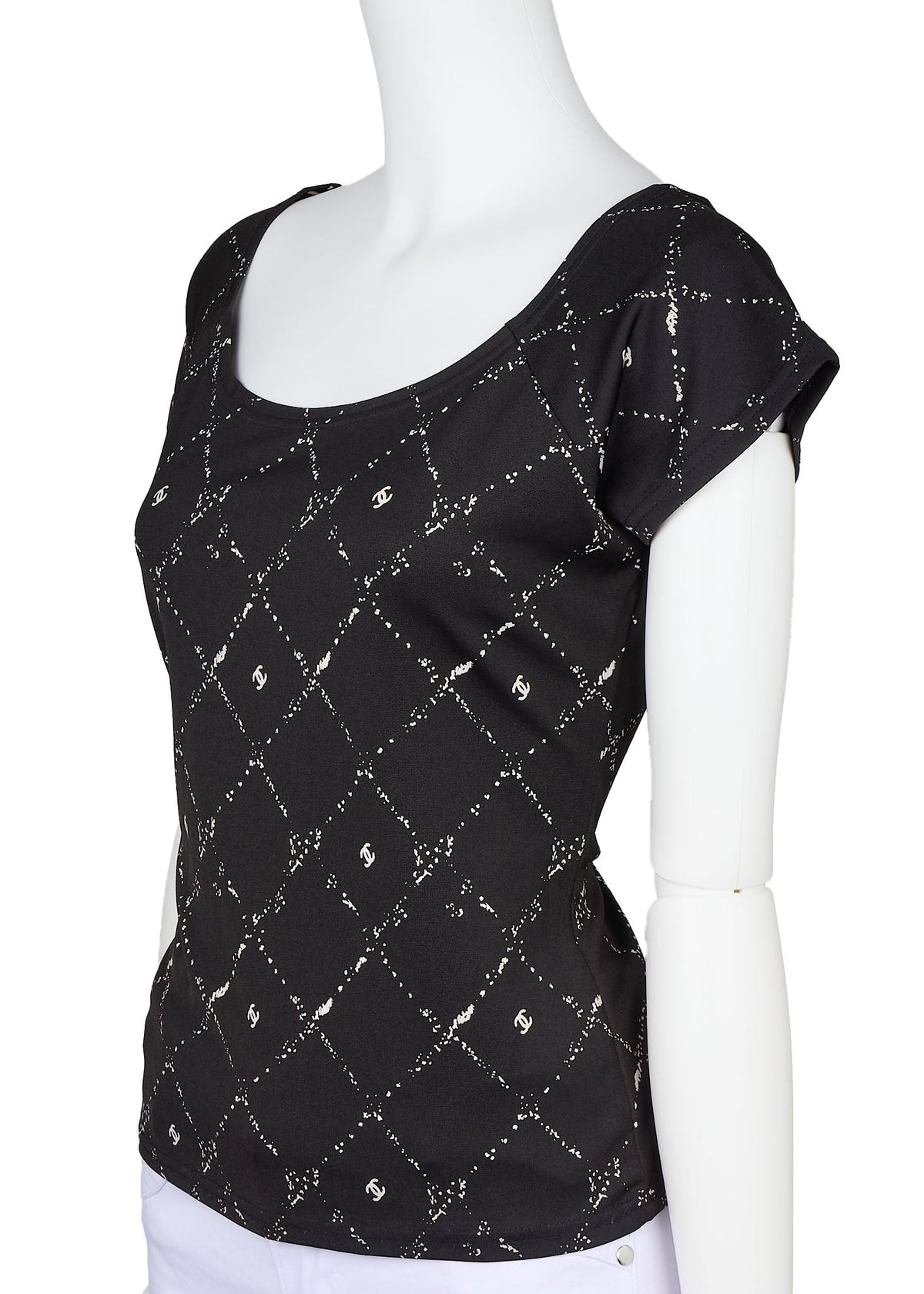 Pre-Owned T-Shirt, Coco Mark, Matelasse, Polyester Blend, Black, Pre-Owned