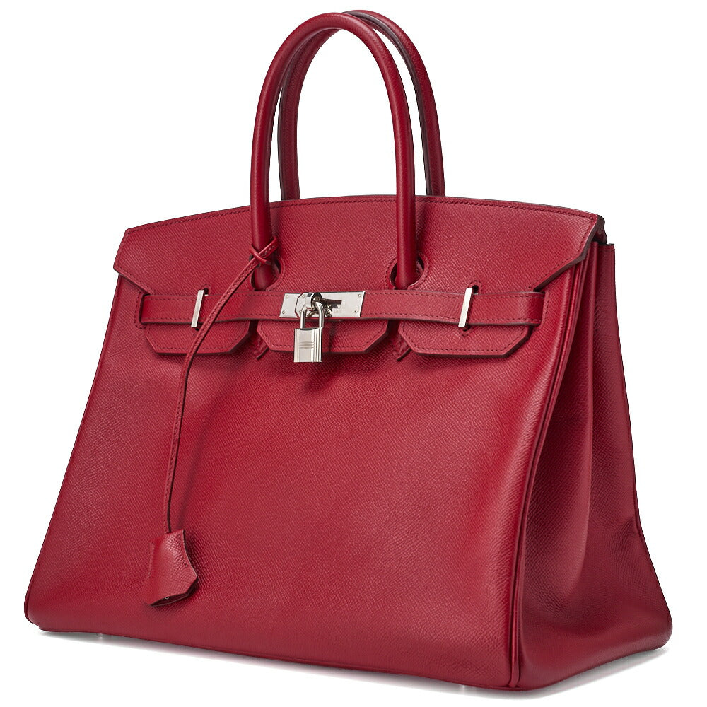 Pre-Owned Birkin 35 Handbag Tote Bag Epson Rouge Casaque Silver-Tone Hardware Pre-Owned