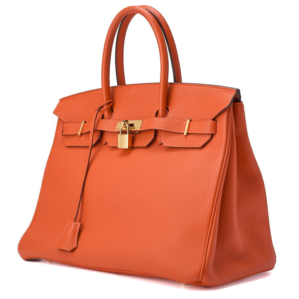 Pre-Owned Birkin 35 Handbag Togo Capucine Orange Gold-Tone Hardware Pre-Owned