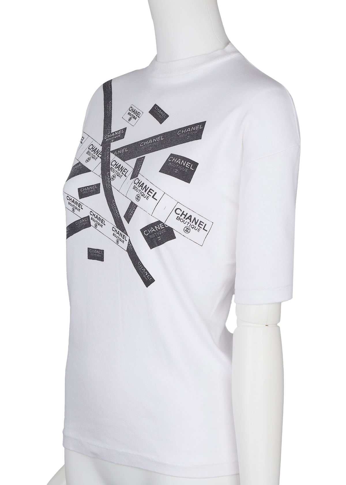 Pre-Owned T-Shirt Short Sleeve Cut-and-Sew Cotton White Black Gold-Tone Hardware Pre-Owned