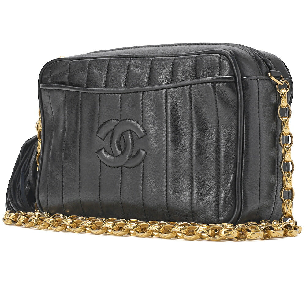 Sac bandoulière d'occasion, Mademoiselle Coco Mark, chaîne Bijou, cuir d'agneau, noir, finitions dorées, d'occasion