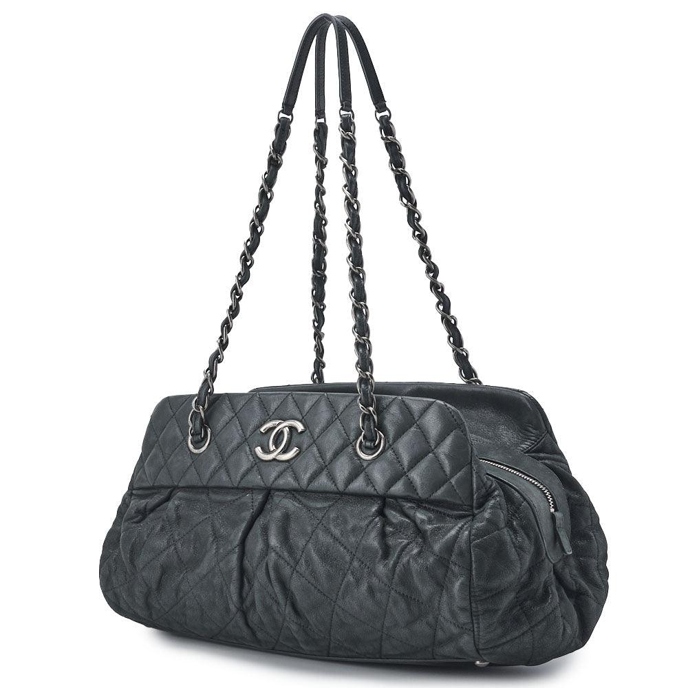 Pre-Owned Shoulder Bag, Coco Mark, Matelasse, Sparkle Leather, Black, Silver-Tone Hardware, Pre-Owned