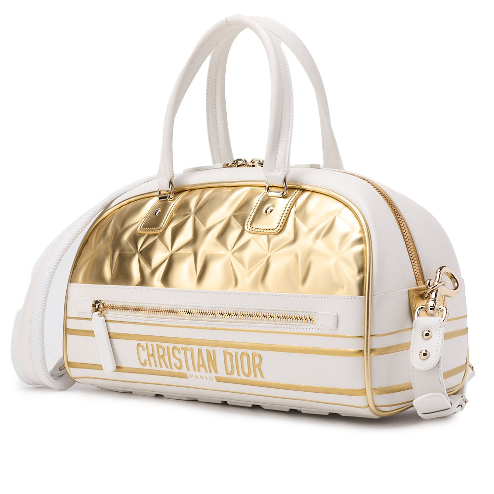 Pre-Owned 2WAY Boston Bag Leather Rubber White Gold-Tone Hardware Pre-Owned