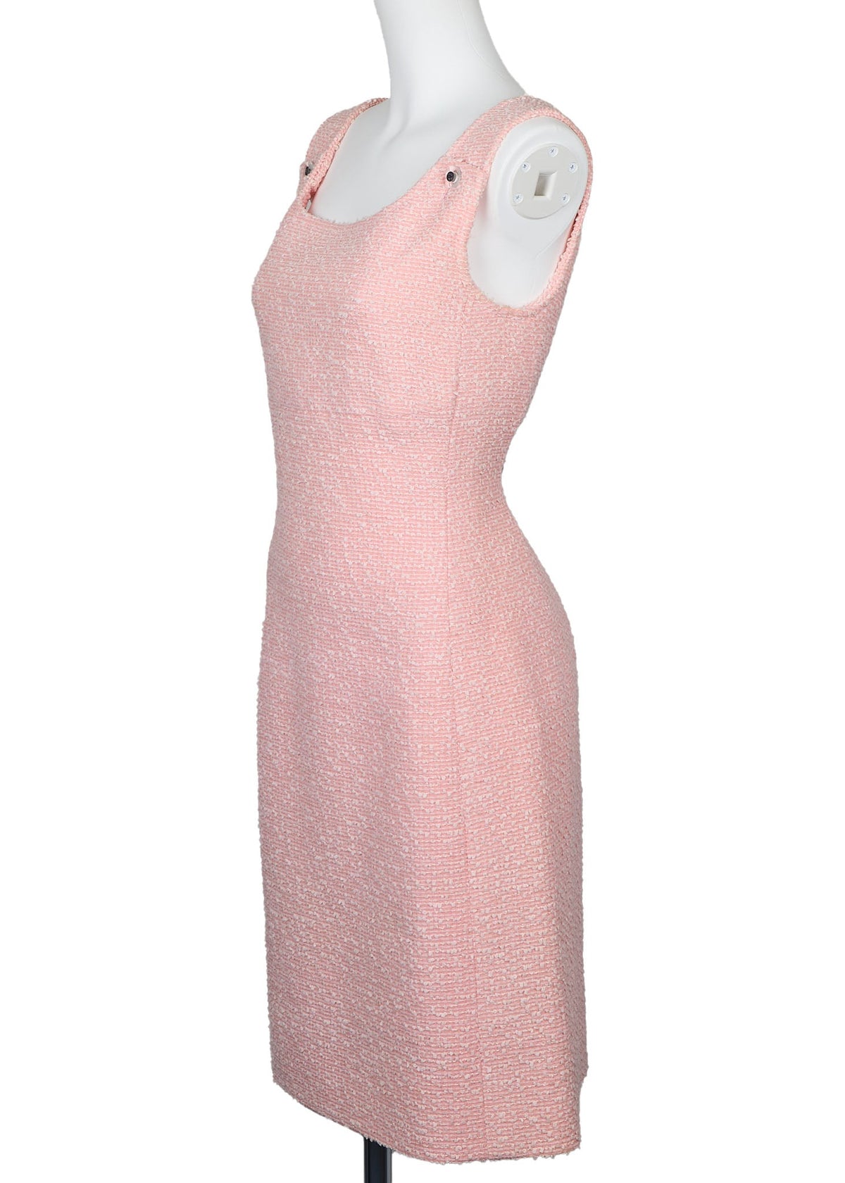 Robe sans manches d'occasion, bouton coco, mélange laine et nylon, rose, d'occasion