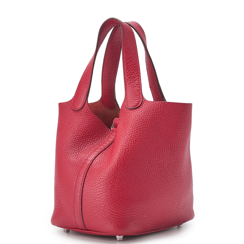 Gebrauchte Picotin Lock PM Handtasche, Tryon Clemence, Rouge Casaque, silberfarbene Hardware, gebraucht