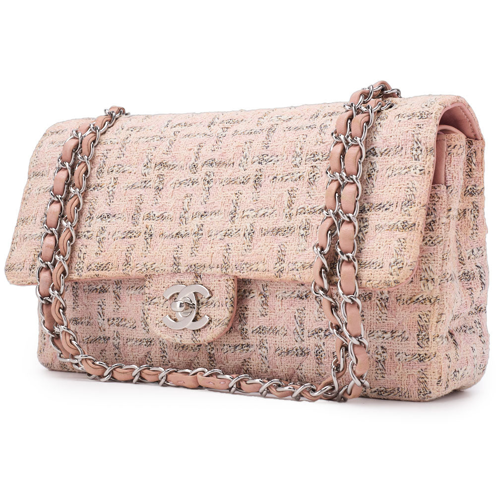 Pre-Owned Shoulder Bag, Matelasse Turn Lock, Jersey, Pink, Silver-Tone Hardware, Pre-Owned
