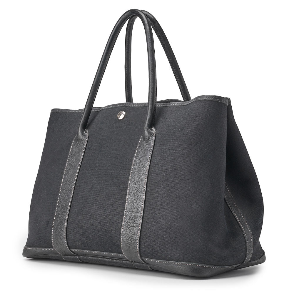 Gebrauchte Garden Party PM Tote Bag Toile Offiche Schwarz Silberfarbene Hardware Gebraucht