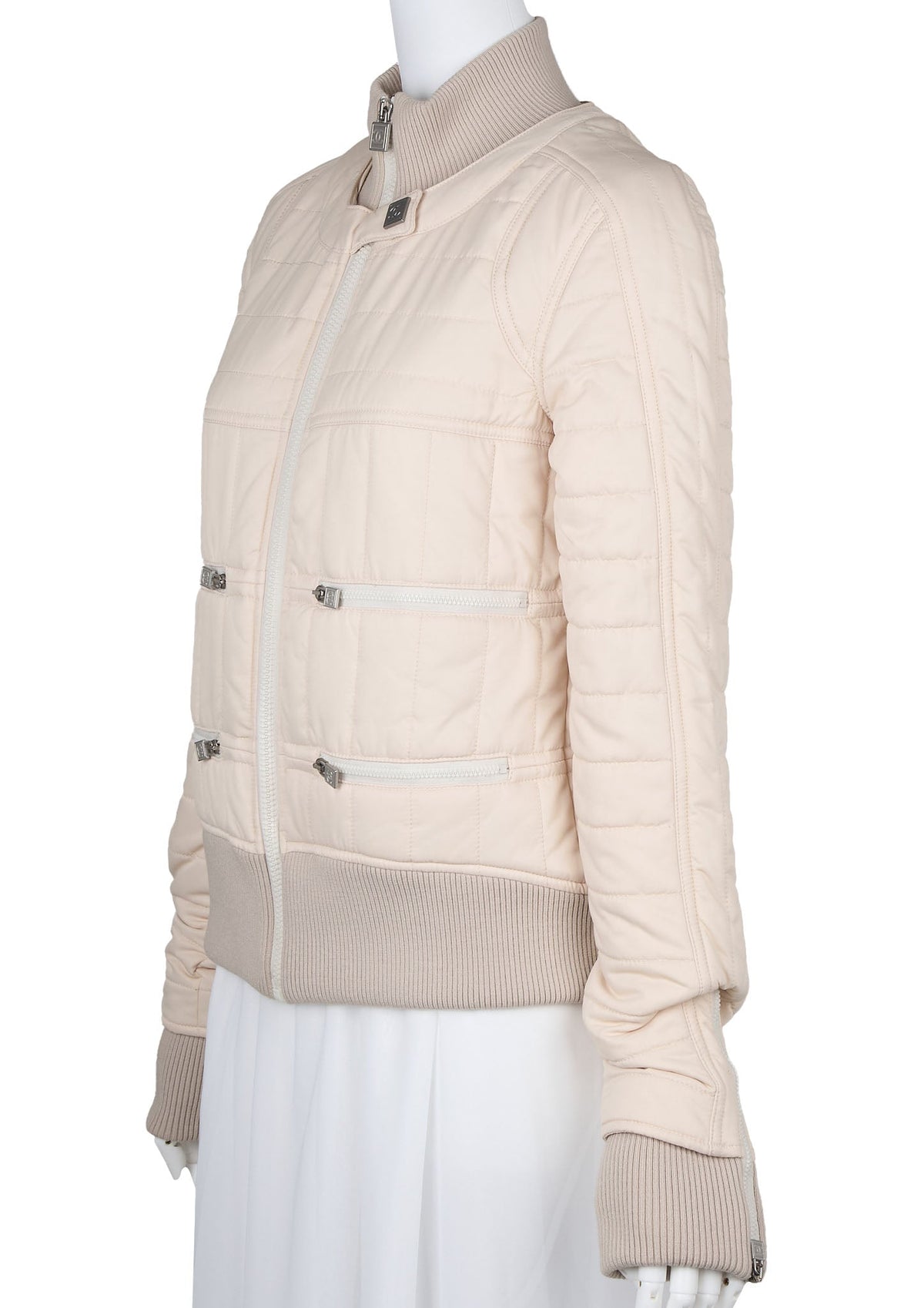Pre-Owned Cotton Jacket, Sports Line, Long Sleeve, Beige, Gold-Tone Hardware, Pre-Owned