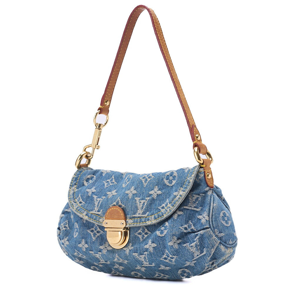 Pre-Owned Vuitton Shoulder Bag, Monogram Denim, Mini Preeti, Fuchsia, Gold-Tone Hardware, Pre-Owned