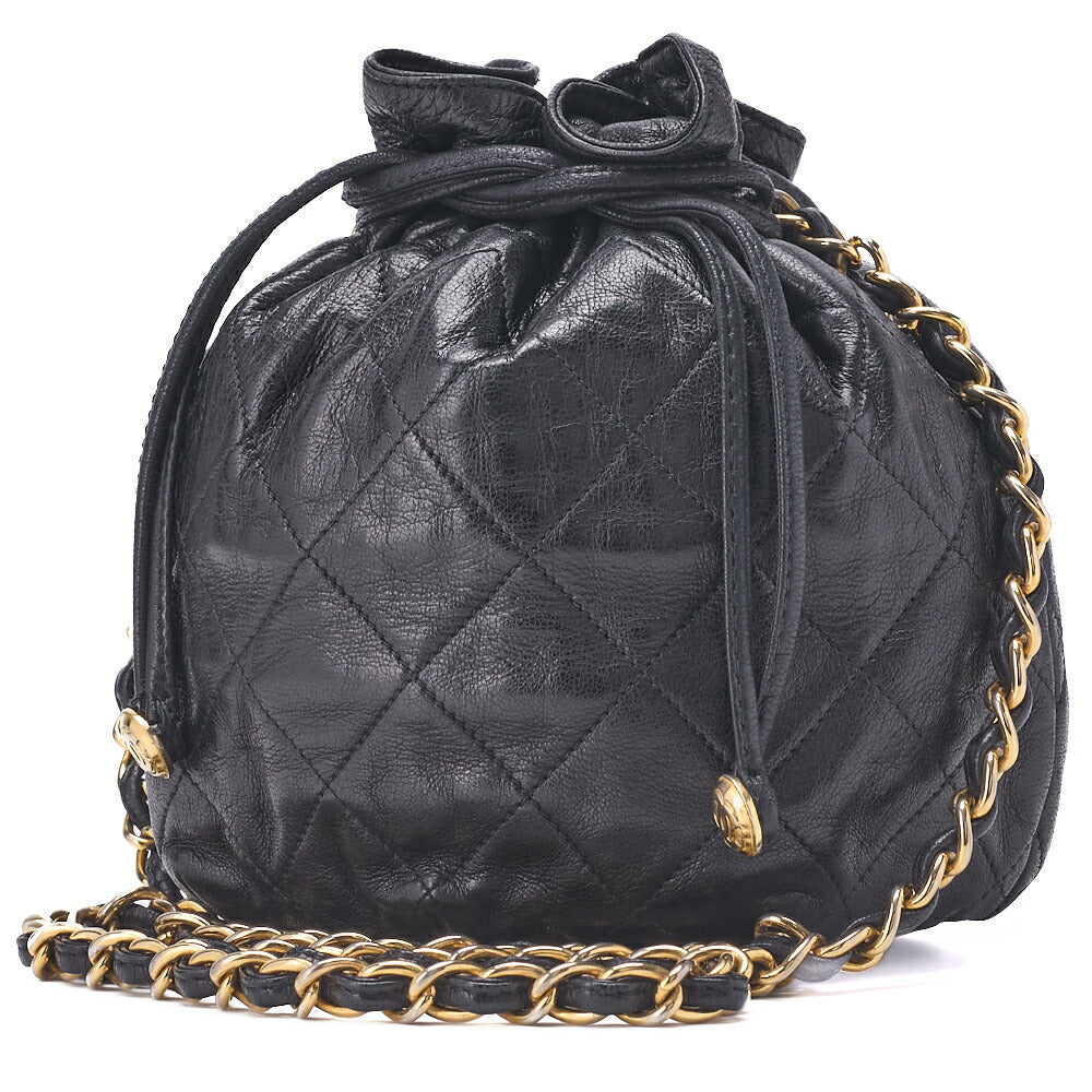 Pre-Owned Chain Shoulder Bag Mini Matelasse Lambskin Black Gold-Tone Hardware Pre-Owned
