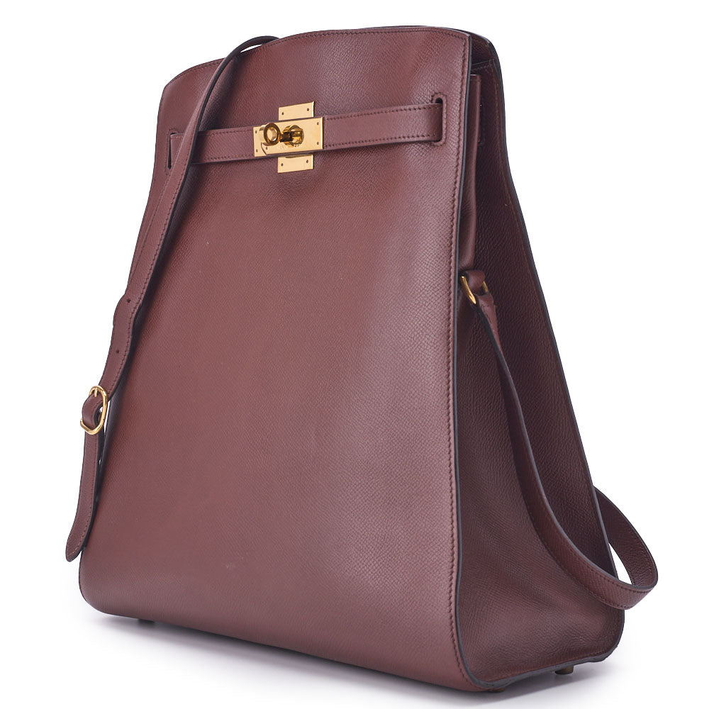 Pre-Owned Shoulder Bag Kelly Sports GM Kushbel Brown Gold-Tone Hardware Pre-Owned
