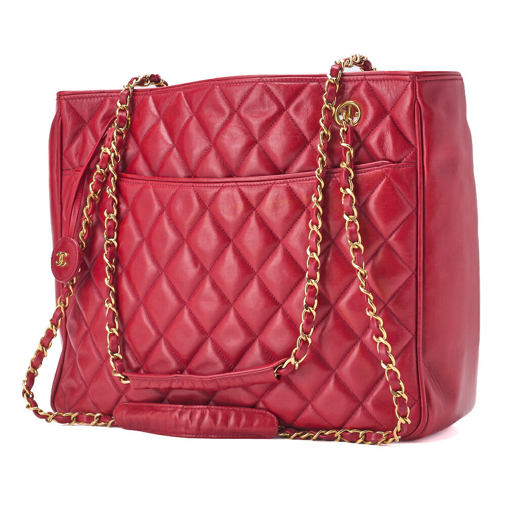 Pre-Owned Shoulder Bag Tote Bag Matelasse Pro Lambskin Red Gold-Tone Hardware Pre-Owned