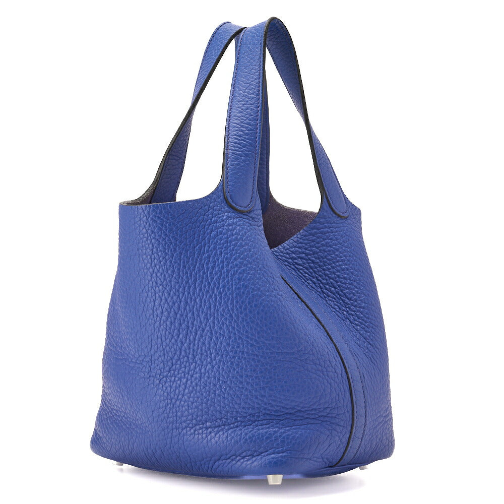 Pre-Owned Picotin Lock PM Handbag Tryon Clemence Blue Royal Silver-Tone Hardware Pre-Owned