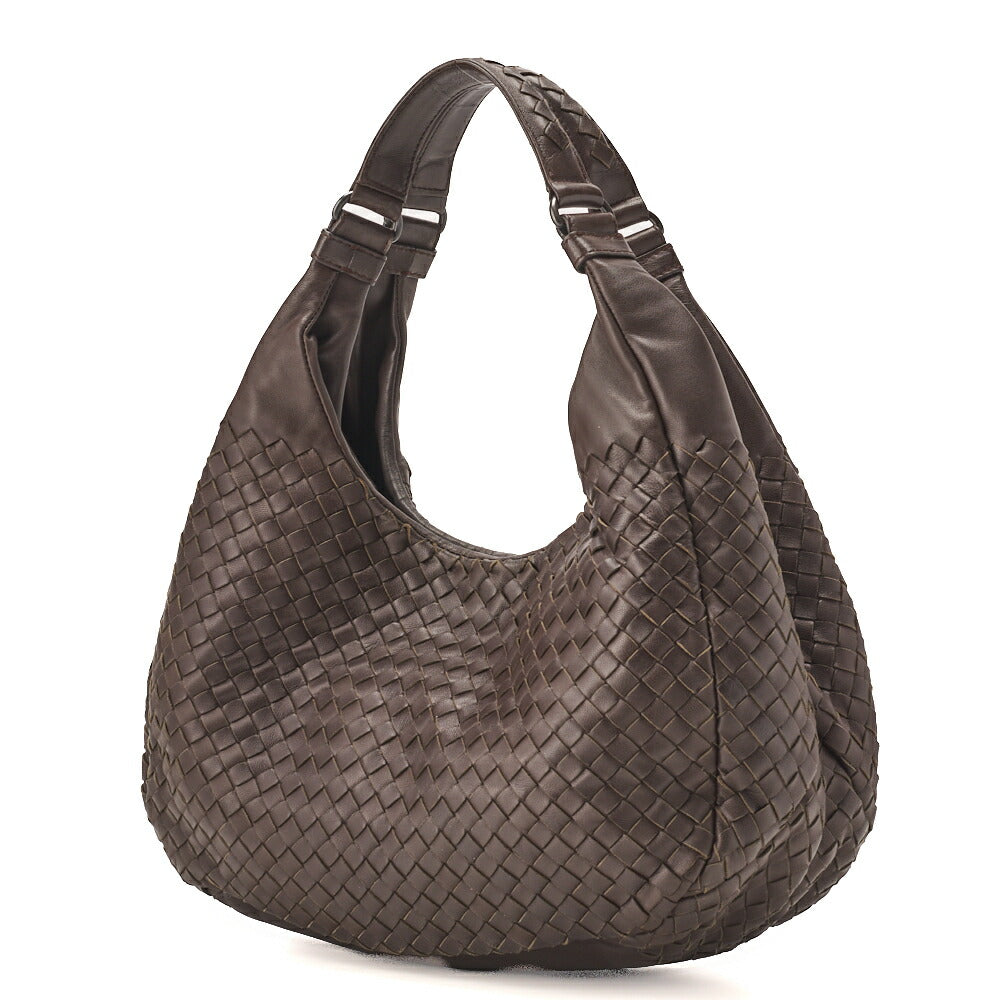 Pre-Owned Veneta Shoulder Tote Bag Intrecciato Lambskin Brown Gold-Tone Hardware Pre-Owned