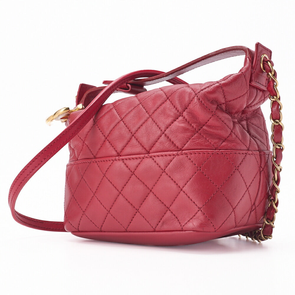 Pre-Owned Shoulder Bag Handbag Matelasse Coco Charm 2WAY Lambskin Red Gold-Tone Hardware Pre-Owned