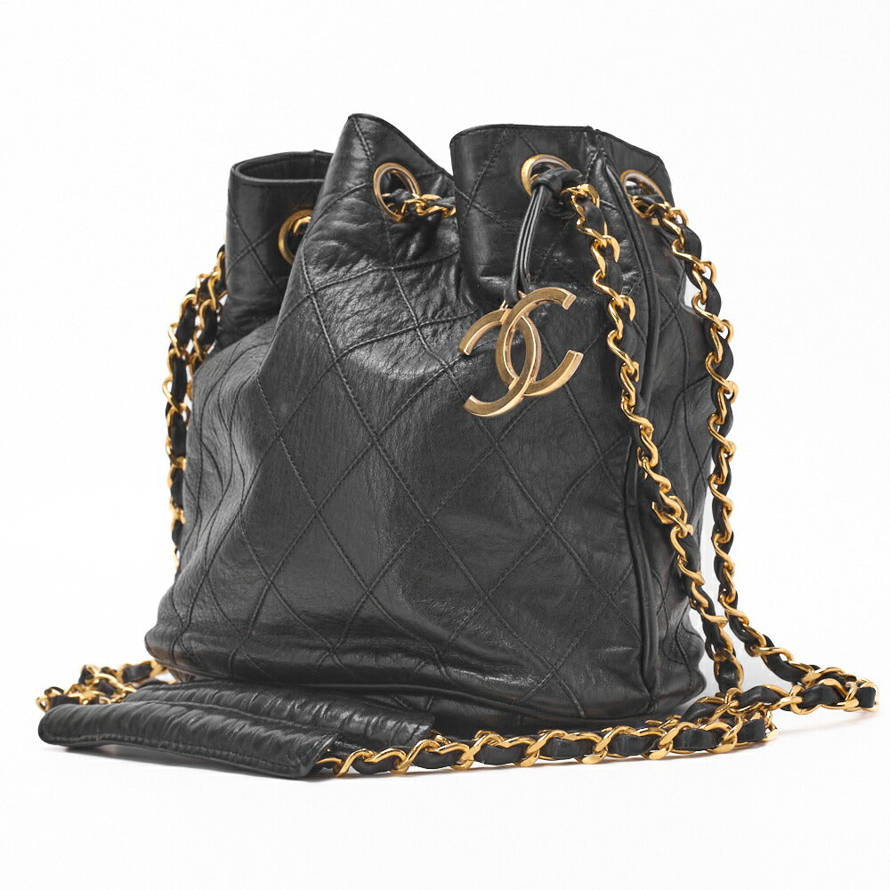 Pre-Owned Shoulder Bag, Bicolore, Coco Charm, Lambskin, Black, Gold-Tone Hardware, Pre-Owned