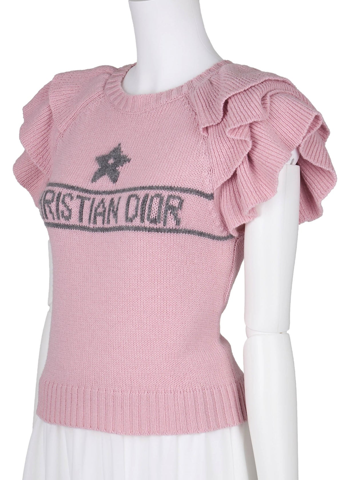 Pre-Owned T-Shirt, Cut-and-Sew, Cashmere, Pink, Silver-Tone Hardware, Pre-Owned