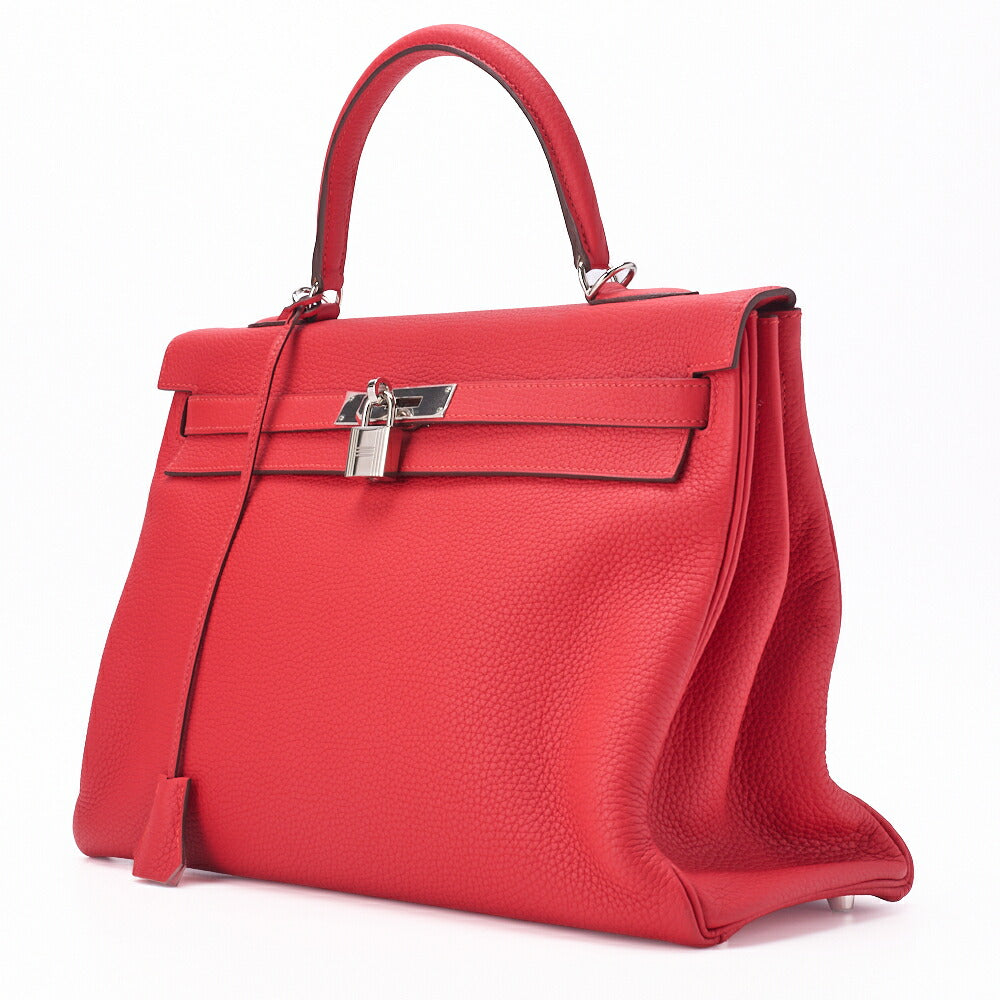 Gebrauchte Kelly 35 2WAY Handtasche Tryon Clemence Bougainvillea Silberfarbene Hardware Gebraucht