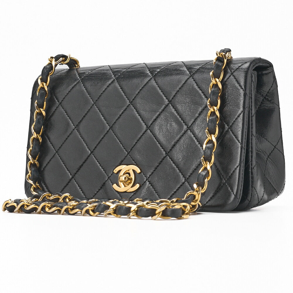 Pre-Owned Shoulder Bag Mini Matelasse Lambskin Black Gold-Tone Hardware Pre-Owned