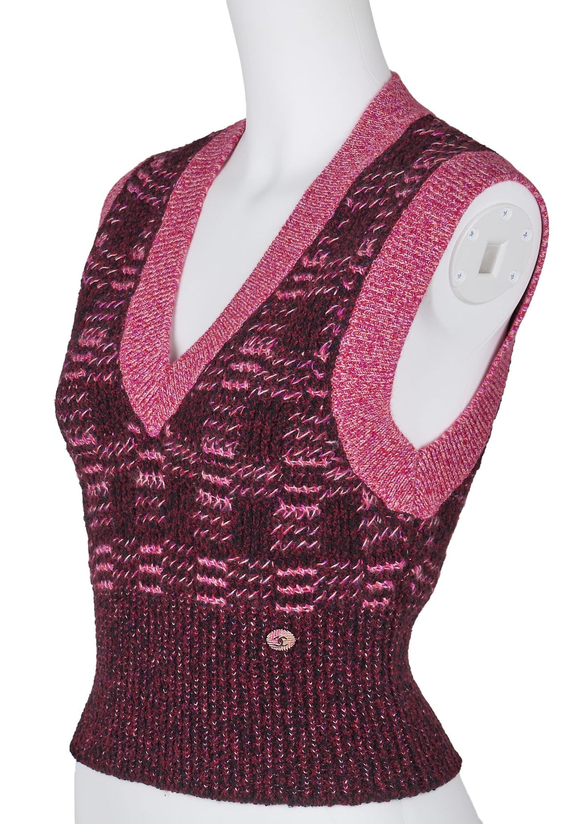 Pre-Owned Knit Vest, Camisole, Sleeveless, Cashmere Blend, Pink, Gold-Tone Hardware, Pre-Owned