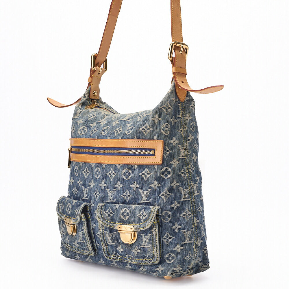 Pre-Owned Vuitton Shoulder Bag, Monogram Denim Buggy GM, Blue, Gold-Tone Hardware, Pre-Owned