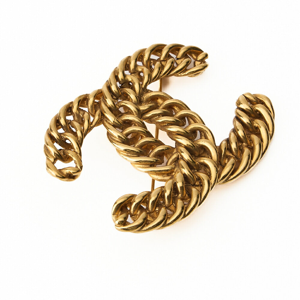 Broche d'occasion Coco Mark Chain Plaqué or Quincaillerie dorée D'occasion