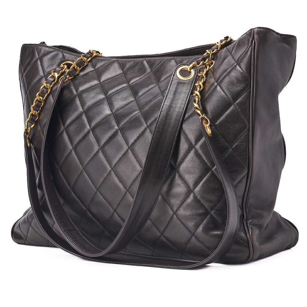 Sac bandoulière d'occasion, breloque boule matelassée, cuir d'agneau, noir, finitions dorées, d'occasion