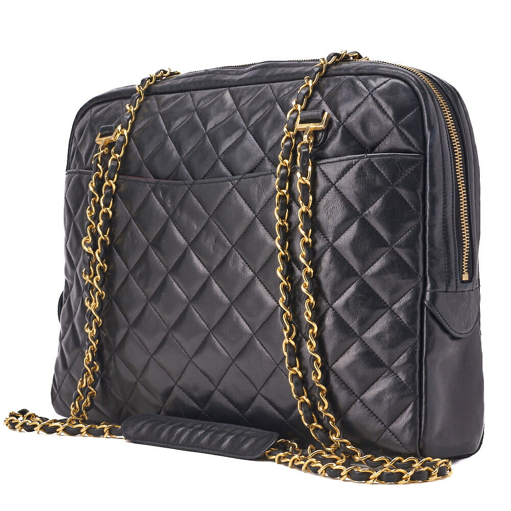 Pre-Owned Shoulder Bag Matelasse Lambskin Black Gold-Tone Hardware Pre-Owned
